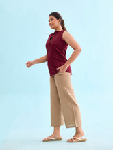 Load image into Gallery viewer, Go Colors Beige Viscose Blend Linen Palazzos
