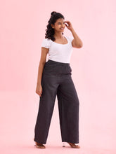 Load image into Gallery viewer, Go Colors Black Woven Lyocell Denim Palazzos
