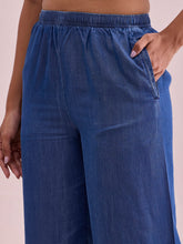 Load image into Gallery viewer, Go Colors Blue Woven Lyocell Denim Palazzos
