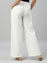 Load image into Gallery viewer, Go Colors Cream Viscose Blend Linen Palazzos

