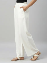 Load image into Gallery viewer, Go Colors Cream Viscose Blend Linen Palazzos
