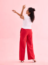 Load image into Gallery viewer, Go Colors Dark Red Viscose Blend Linen Palazzos
