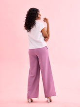 Load image into Gallery viewer, Go Colors Lilac Viscose Blend Linen Palazzos
