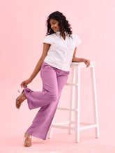Load image into Gallery viewer, Go Colors Lilac Viscose Blend Linen Palazzos

