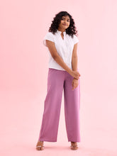 Load image into Gallery viewer, Go Colors Lilac Viscose Blend Linen Palazzos
