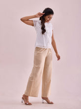 Load image into Gallery viewer, Go Colors Light Beige Viscose Blend Linen Palazzos
