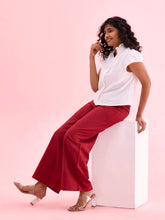 Load image into Gallery viewer, Go Colors Light Maroon Viscose Blend Linen Palazzos

