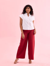 Load image into Gallery viewer, Go Colors Light Maroon Viscose Blend Linen Palazzos
