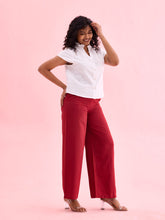 Load image into Gallery viewer, Go Colors Light Maroon Viscose Blend Linen Palazzos
