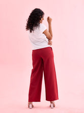 Load image into Gallery viewer, Go Colors Light Maroon Viscose Blend Linen Palazzos
