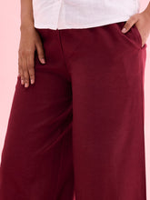 Load image into Gallery viewer, Go Colors Maroon Viscose Blend Linen Palazzos
