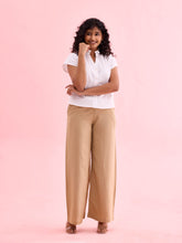 Load image into Gallery viewer, Go Colors Wheat Viscose Blend Linen Palazzos
