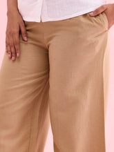 Load image into Gallery viewer, Go Colors Wheat Viscose Blend Linen Palazzos
