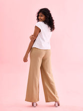Load image into Gallery viewer, Go Colors Wheat Viscose Blend Linen Palazzos
