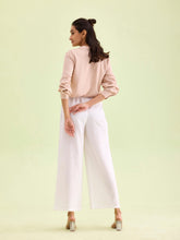 Load image into Gallery viewer, Go Colors White Viscose Blend Linen Palazzos
