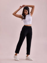Load image into Gallery viewer, Go Colors Black Drop Needle Fabric Casual Rib Pant
