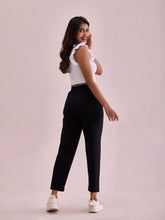 Load image into Gallery viewer, Go Colors Black Drop Needle Fabric Casual Rib Pant
