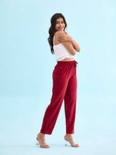 Load image into Gallery viewer, Go Colors Bright Red Woven Viscose Casual Pants
