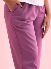 Load image into Gallery viewer, Go Colors Dark Purple Woven Viscose Casual Pants
