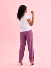 Load image into Gallery viewer, Go Colors Dark Purple Woven Viscose Casual Pants
