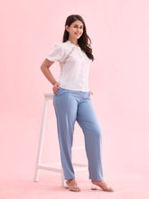Load image into Gallery viewer, Go Colors Dusty Blue Woven Viscose Casual Pants
