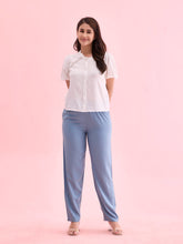 Load image into Gallery viewer, Go Colors Dusty Blue Woven Viscose Casual Pants

