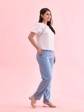 Load image into Gallery viewer, Go Colors Dusty Blue Woven Viscose Casual Pants
