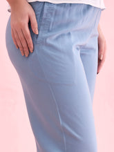 Load image into Gallery viewer, Go Colors Dusty Blue Woven Viscose Casual Pants
