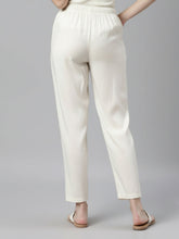 Load image into Gallery viewer, Go Colors Ecru Woven Viscose Casual Pants
