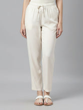 Load image into Gallery viewer, Go Colors Ecru Woven Viscose Casual Pants
