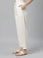 Load image into Gallery viewer, Go Colors Ecru Woven Viscose Casual Pants
