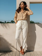 Load image into Gallery viewer, Go Colors Ecru Woven Viscose Casual Pants
