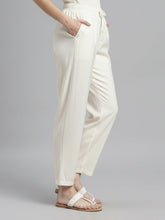 Load image into Gallery viewer, Go Colors Ecru Woven Viscose Casual Pants
