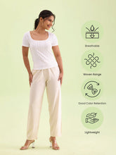 Load image into Gallery viewer, Go Colors Ecru Woven Viscose Casual Pants

