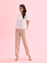 Load image into Gallery viewer, Go Colors Light Beige Woven Viscose Casual Pants
