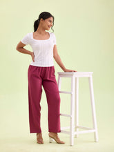Load image into Gallery viewer, Go Colors Light Maroon Woven Viscose Casual Pants
