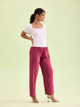 Load image into Gallery viewer, Go Colors Light Maroon Woven Viscose Casual Pants
