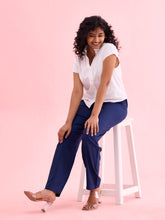 Load image into Gallery viewer, Go Colors Navy Woven Viscose Casual Pants
