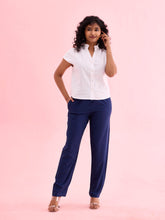 Load image into Gallery viewer, Go Colors Navy Woven Viscose Casual Pants
