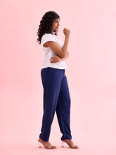 Load image into Gallery viewer, Go Colors Navy Woven Viscose Casual Pants
