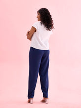Load image into Gallery viewer, Go Colors Navy Woven Viscose Casual Pants
