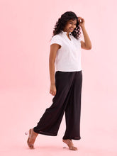 Load image into Gallery viewer, Go Colors Black Polyester Shiny Palazzo

