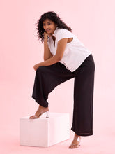 Load image into Gallery viewer, Go Colors Black Polyester Shiny Palazzo
