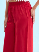 Load image into Gallery viewer, Go Colors Cherry Polyester Shiny Palazzo
