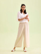 Load image into Gallery viewer, Go Colors Light Beige Polyester Shiny Palazzo
