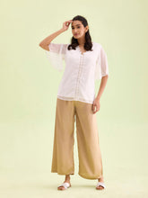 Load image into Gallery viewer, Go Colors Light Gold Polyester Shiny Palazzo
