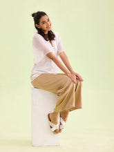Load image into Gallery viewer, Go Colors Light Gold Polyester Shiny Palazzo
