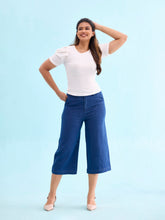 Load image into Gallery viewer, Go Colors Blue Cotton Denim Culottes
