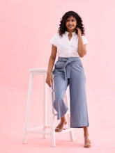 Load image into Gallery viewer, Go Colors Jeans Blue Linen Blend Culottes
