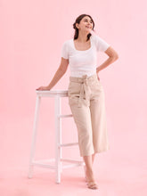 Load image into Gallery viewer, Go Colors Light Beige Linen Blend Culottes
